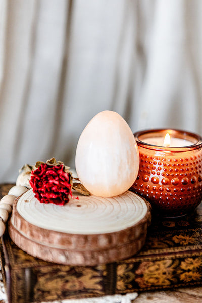 Orange Calcite Egg & Stand