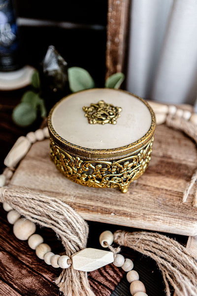 Antique Glass Jewelry Box (Round)