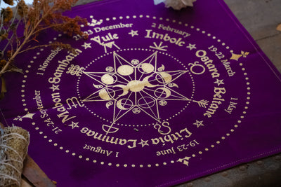 Wheel of the Year Altar Cloth (Royal Purple and Gold)