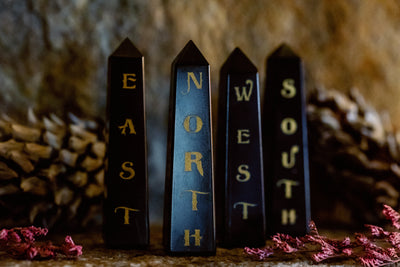 Black Agate Four Directions Reiki Towers