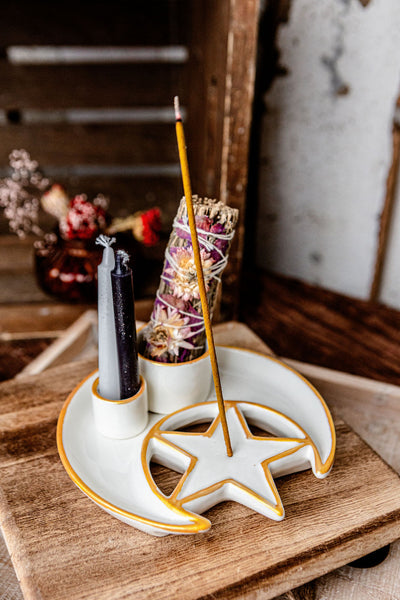Crescent Moon & Star 6 inch Ceramic Burner