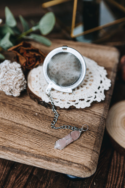 Crystal Tea Ball Strainer - Rose Quartz